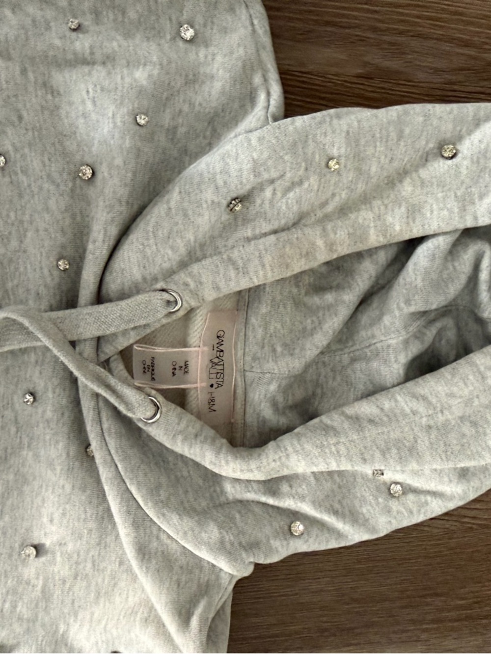 Women GIAMBATISTA Valli for H&M Gray Crewneck Hoodie with Stud Embellishments - Picture 7 of 15